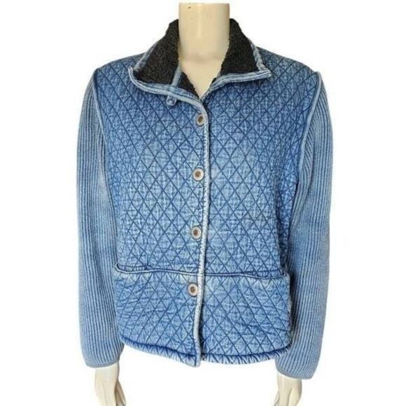 Blue Willi’s Vintage Quilted Denim Snap Button Jacket Medium Denmark Made - Picture 1 of 7